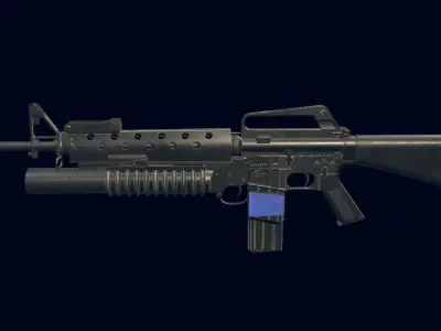 M16A1 Automatic Rifle equipped with M203 Launcher Low-poly 3D model