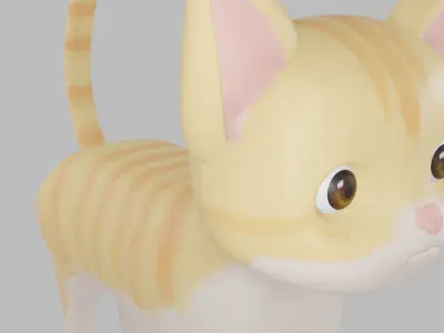 3D Cute Yellow Cat 3D model
