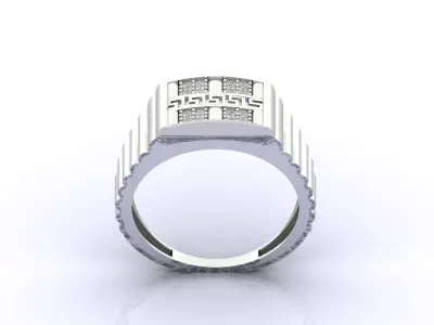 Print Ready STL 3DM  Gents Rings Diamond Men Ring  3D print model 7