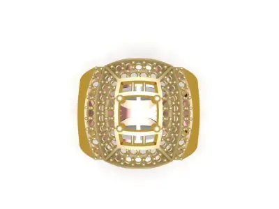 Masculine Square Top Diamond Ring 3D Model for Men 592 3D print model