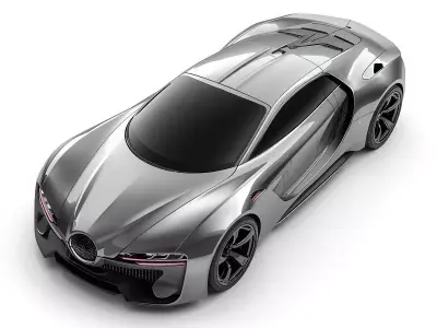Luxury Silver Aerodynamic Car 3D Model Low-poly 3D model