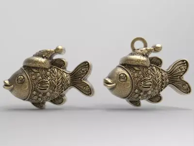 christmas fish cookie decor 2  3D print model