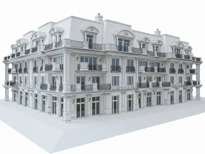 Luxury Hotel Building 02  Low-poly 3D model