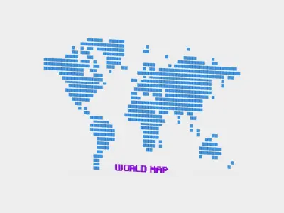 Pixel World Map Low-poly 3D model