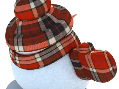 Snowman wearing plaid hat and scarf 3D model