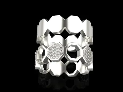 Bee Honeycomb ring 255 3D print model