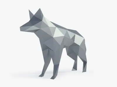 Low Poly Wolf in polygons Low-poly 3D model