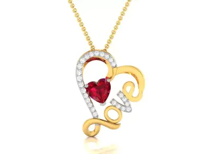 Women Heart Stone Pendant 3DM STL OBJ FBX Render Details 3D print model purchase
