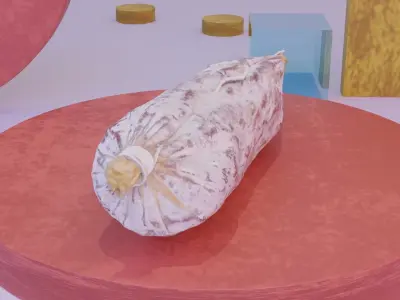 Spanish fuet salami high-poly 3D model