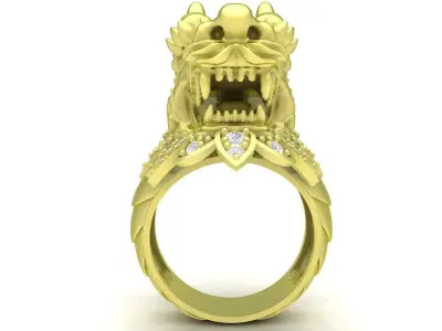 Luxury Dragon Head Men Ring with Diamond Details 3D Model  3849 3D print model