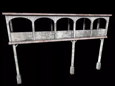 Balcony wooden big Low-poly 3D model