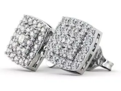 stl file pair of diamond stud earrings gold 3D print model purchase
