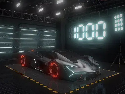 Next generation sports cars Low-poly 3D model