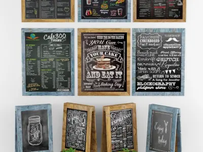 chalk board 08 greenery 3D model