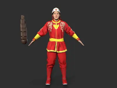 musician character Low-poly 3D model