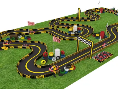 Go-kart bumper car Low-poly 3D model