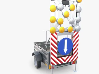 Roadworks trailer v1 Low-poly 3D model