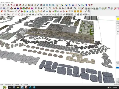 grey paving stone 3d model collection 3D model