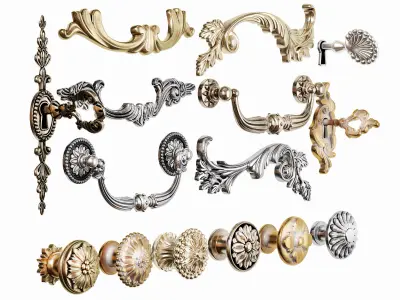 Classic furniture handles 01 3D model