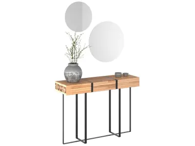 Entry Table D - Vase and Mirrors Low-poly 3D model