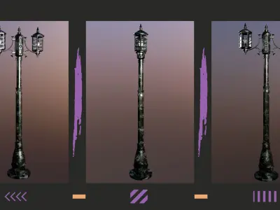 StreetLamp06 outdoor lamp post with two lights Low-poly 3D model