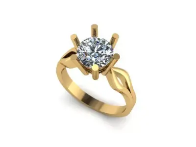 Moissanite Diamond Solitaire  ring 3D print model