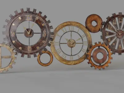 21 x 54 Mechanical Parts Wall Clock 3D model