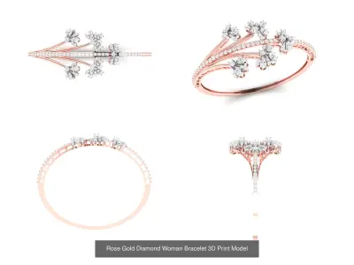Rose Gold Diamond Woman Bracelets 3D Print Model 3D Model Collection