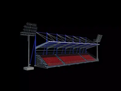 Stadium seating tribune with light  3D model