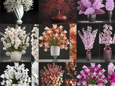 Collection of bouquets 40 pieces 3D model
