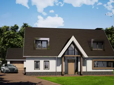 high quality two story house Low-poly 3D model