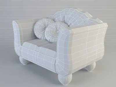 Armchair in burgundy 3D model