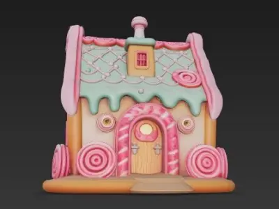 Fairytale Second Gingerbread Candy House 3D Model 3D print model