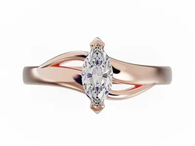 Engagement ring wth marquise 3D print model