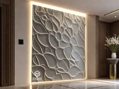 modern panel wall decor set wall relief mural CNC 79  3D model
