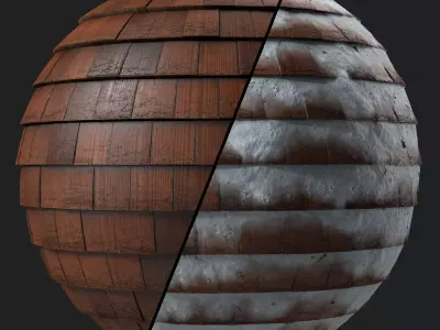 Roof Tile Materials 77- Wooden Roofing By Snow Sbsar Seamless  Texture