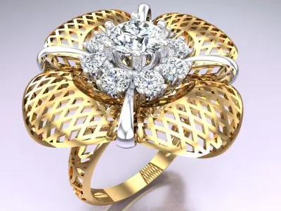  Mesh flower ring - Italian rings - Womens Rings - N6811 3D print model