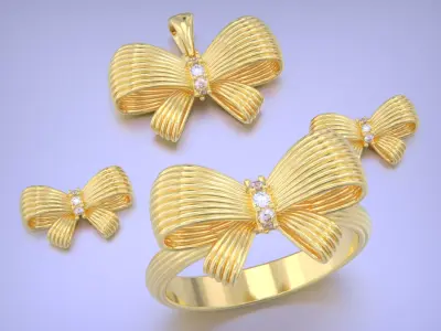 bow tie jewelry set 3D print model