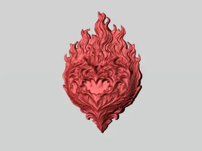Heart Flame 3D print model