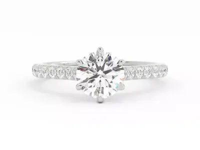 Round six prong engagement ring and set 3dm and rendering  3D print model