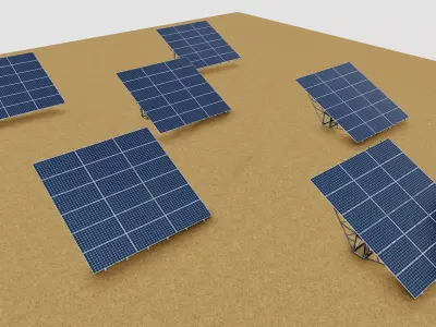 Solar Tracking Pole-3x6 Panel Layout-Five Table Low-poly 3D model