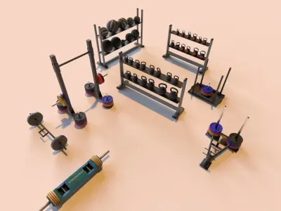 Gym Equipment Low-poly 3D model