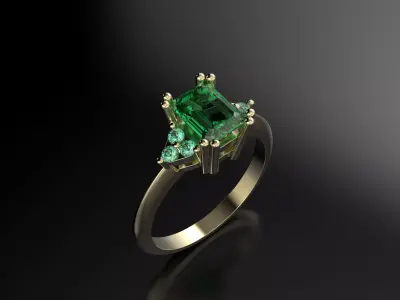 Emerald ring for women 3D print model