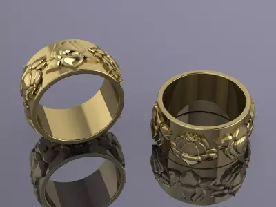 Jewelry Water Lily Ring Gold MK-078 3D print model
