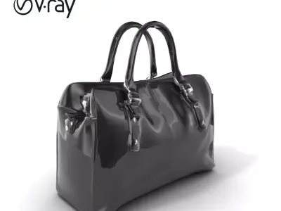 Glossy Black Leather Handbag Model Pack Low-poly 3D model