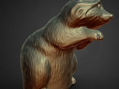 beggin baby racoon statue 3D print model