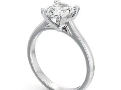 stl file engagement ring with princess cut diamond 3D print model