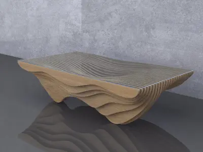 Parametric Wavy Wooden Furniture 02 - CNC files for cutting 3D model