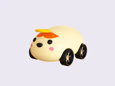 Cartoon Angel Car Cute Low-poly 3D model