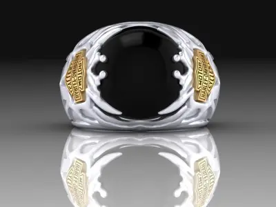 Ring Harley Davidson motors with Stone 3D print model